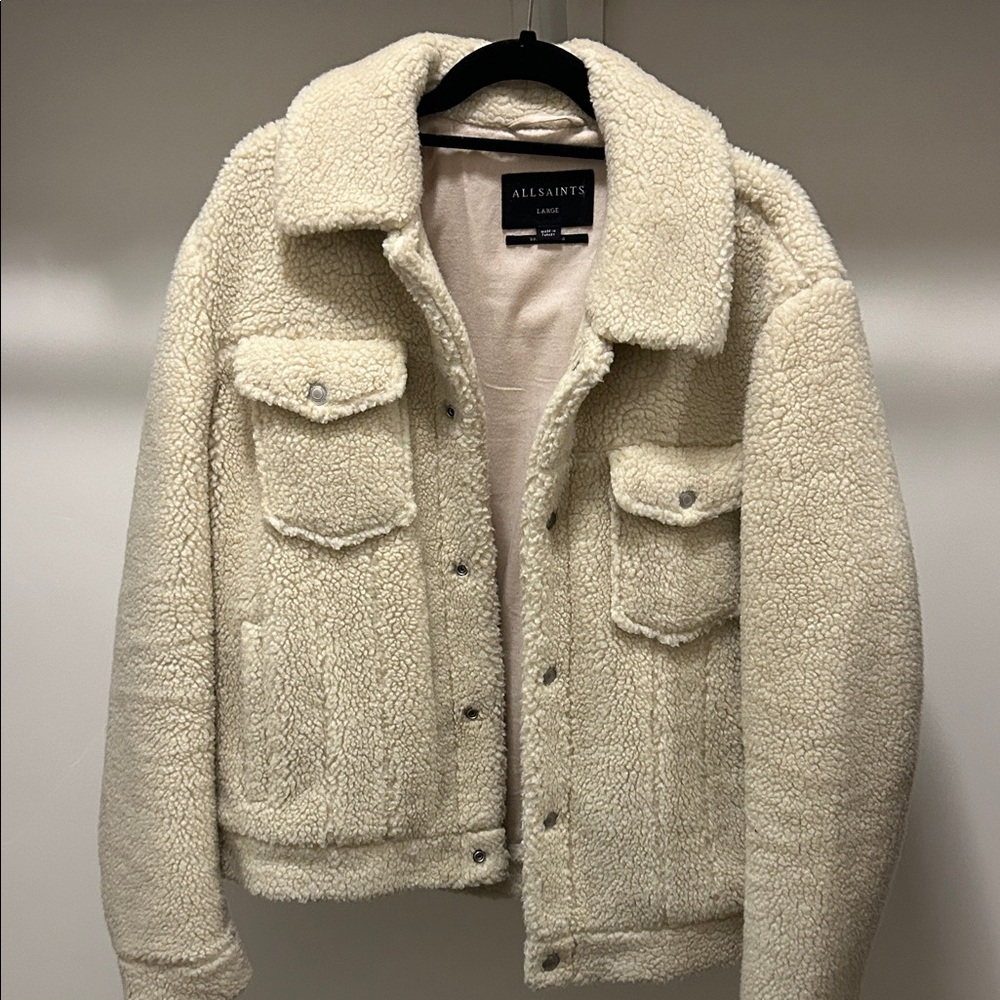 All Saints Men's Off-White Sherpa Jacket